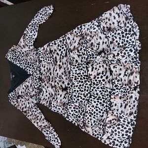 Stretch Tier Animal Print Mid Calf Soft Flowy Lined Nylon Ruffle Mini Dress